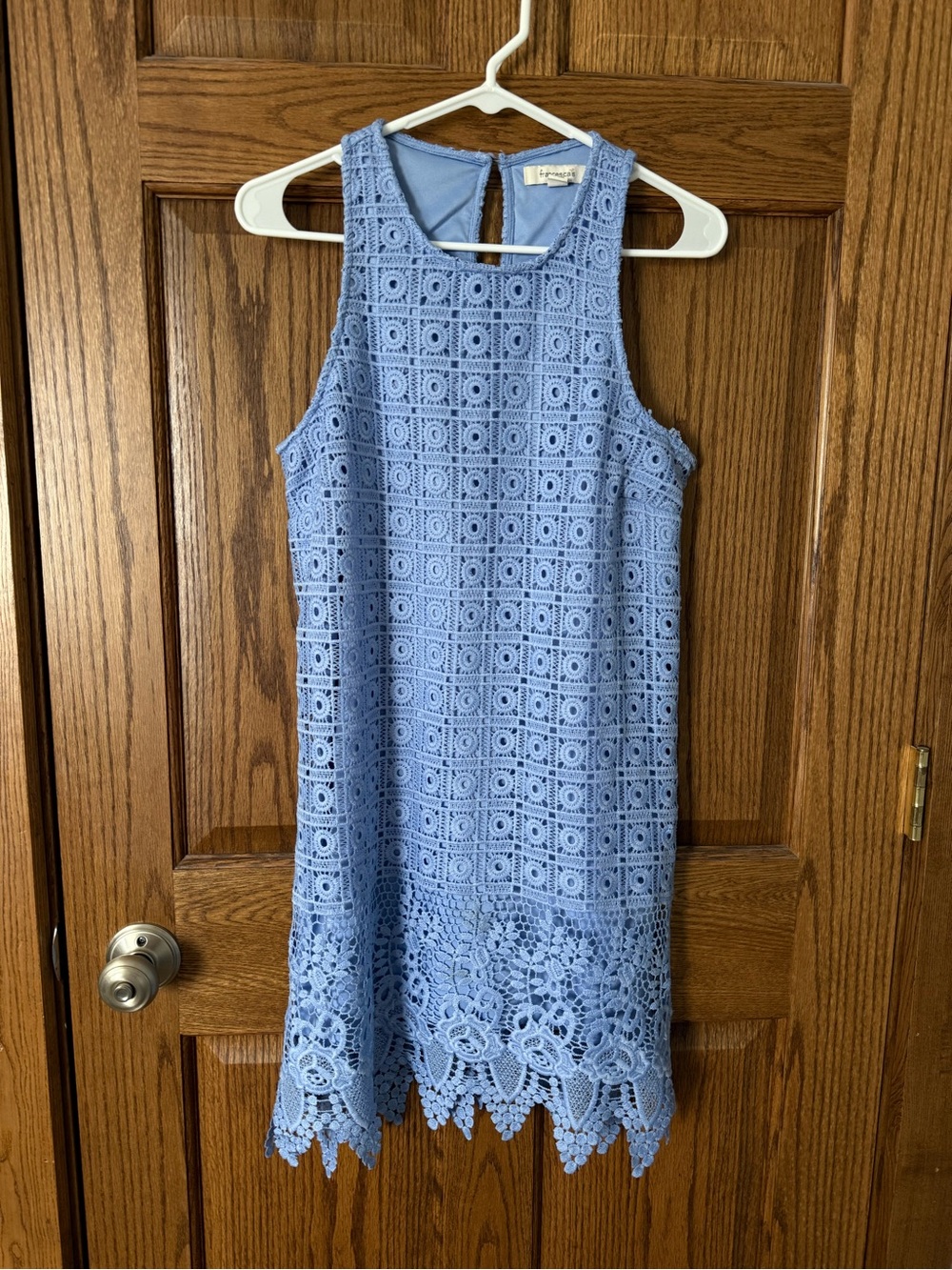 Francesca's Collections Light Blue Lace Shift Dress